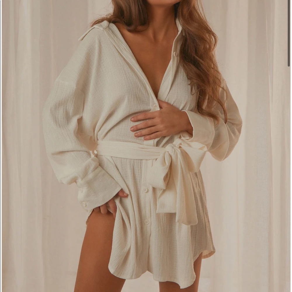 PepperMayo Sianne Mini Shirt Dress in white size 6